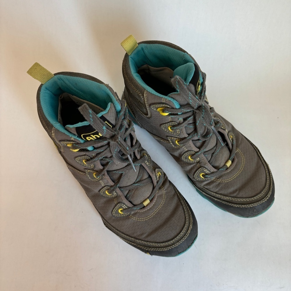 Ahnu Womens Gray Blue Sugarpine Casual Outdoor Waterproof Hiking Boots Size 6.5 - Picture 2 of 12